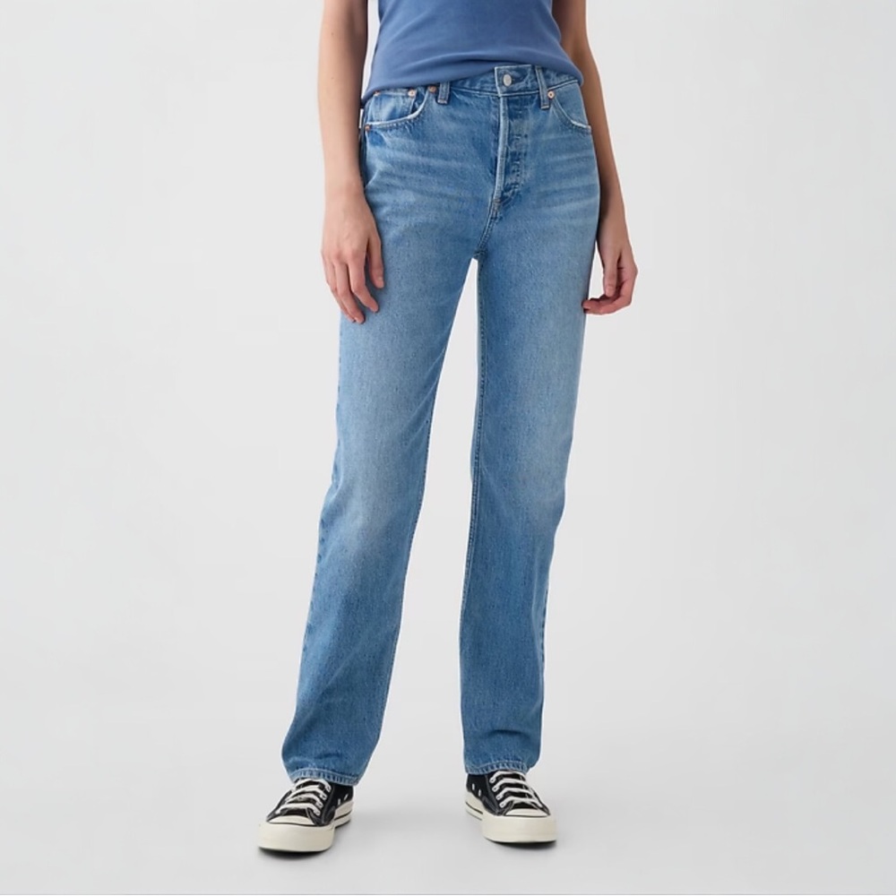 GAP High Rise Rigid 90s Slim Straight Jeans NWT 27/4 Long - Picture 2 of 9